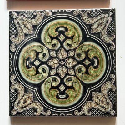 Minton Hollins Relief Tiles (Set of 5)  Ceramic Floor/Wall Tile 5-Pack Vintage 