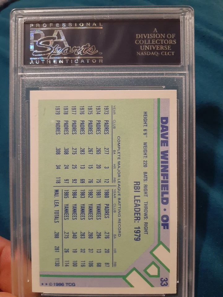 DAVE WINFIELD 1986 Woolworths Super Star #33 PSA 9 Mint New York Yankees - Image 2 of 2