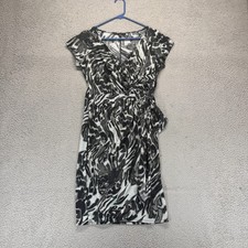 Tiana B Womens Cap Sleeve Side Tie Wrap Dress Black White Leopard Size S