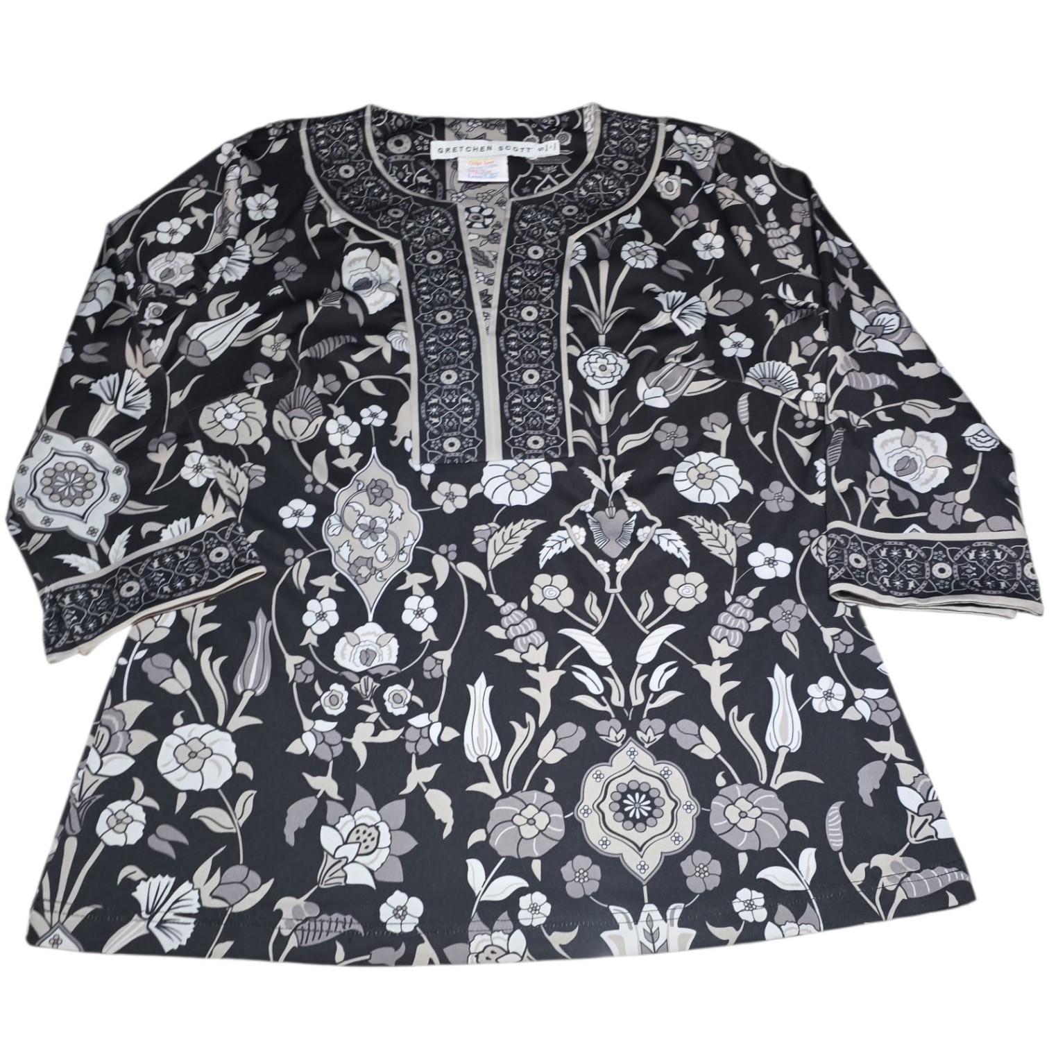 Gretchen Scott Topkapi Jersey Split Neck Tunic Fl… - image 3