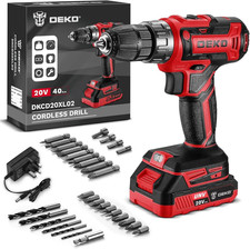 DEKO 20V Cordless Power Drill Set Battery & Charger, Lightweight Electric Driver
