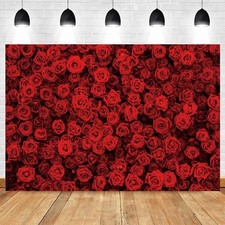 7x5 FT Red Rose Floral Backdrop Flowers Wall Background Wedding Party Portrait