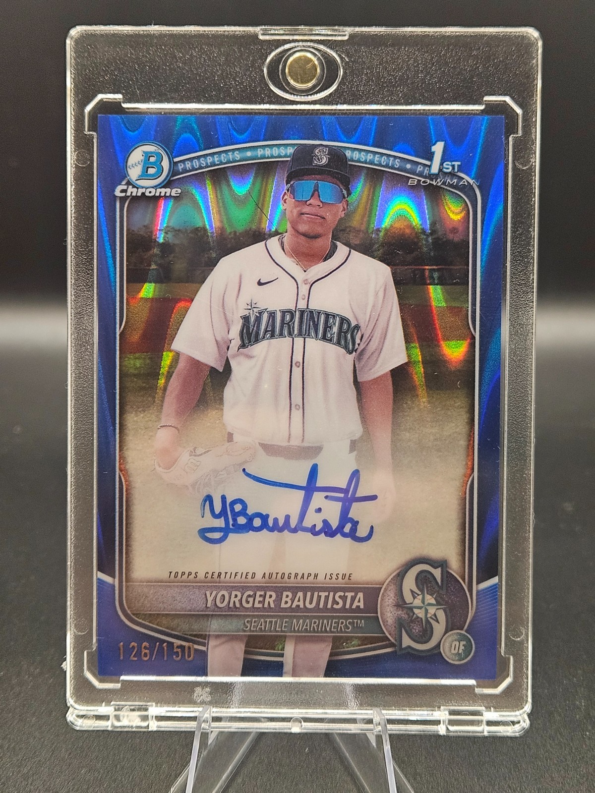 2025 Bowman Chrome Yorger Bautista 1st Bowman Blue Raywave Auto /150 Mariners