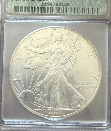 2002 American Silver Eagle ICG MS-70 🦅 🇺🇸 Light Rim Toning
