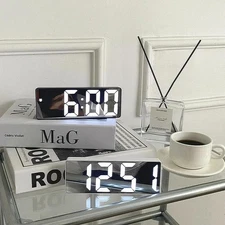 Smart LED Electronic Alarm Clock Bedside Adjustable Brightness Date Temp Display