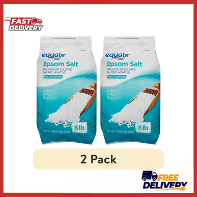 2 Pack Equate Epsom Salt 128 oz Magnesium Sulfate Unscented Soaking Aid