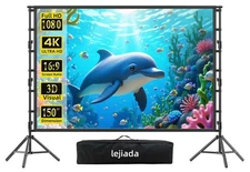 150" Outdoor Projector Screen with Stand, 4K HD Portable Movie Screen for Backya