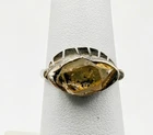 Vintage Artisan Sterling Silver Citrine Ring Handmade Studio Jewelry Size 7