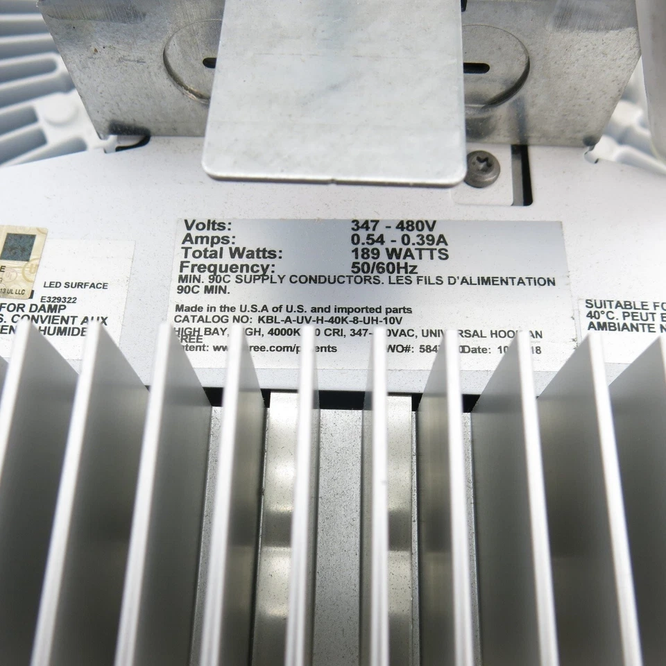 CREE KBL-A-UV-H-40K-8-UH-10V High Low Bay Light 189 Watts Dimmable w Reflector - Image 4 of 4