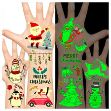 Christmas Temporary Tattoos Stocking Stuffers for Kids Boys Girls, Glow in The