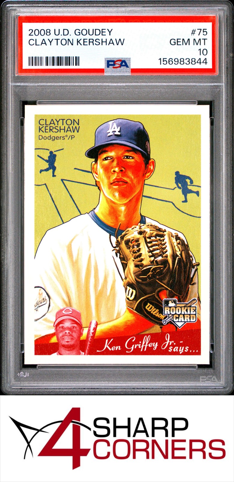 2008 UPPER DECK GOUDEY #75 CLAYTON KERSHAW RC ROOKIE DODGERS PSA 10