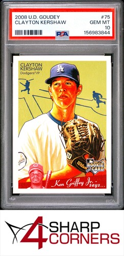 2008 UPPER DECK GOUDEY #75 CLAYTON KERSHAW RC ROOKIE DODGERS PSA 10