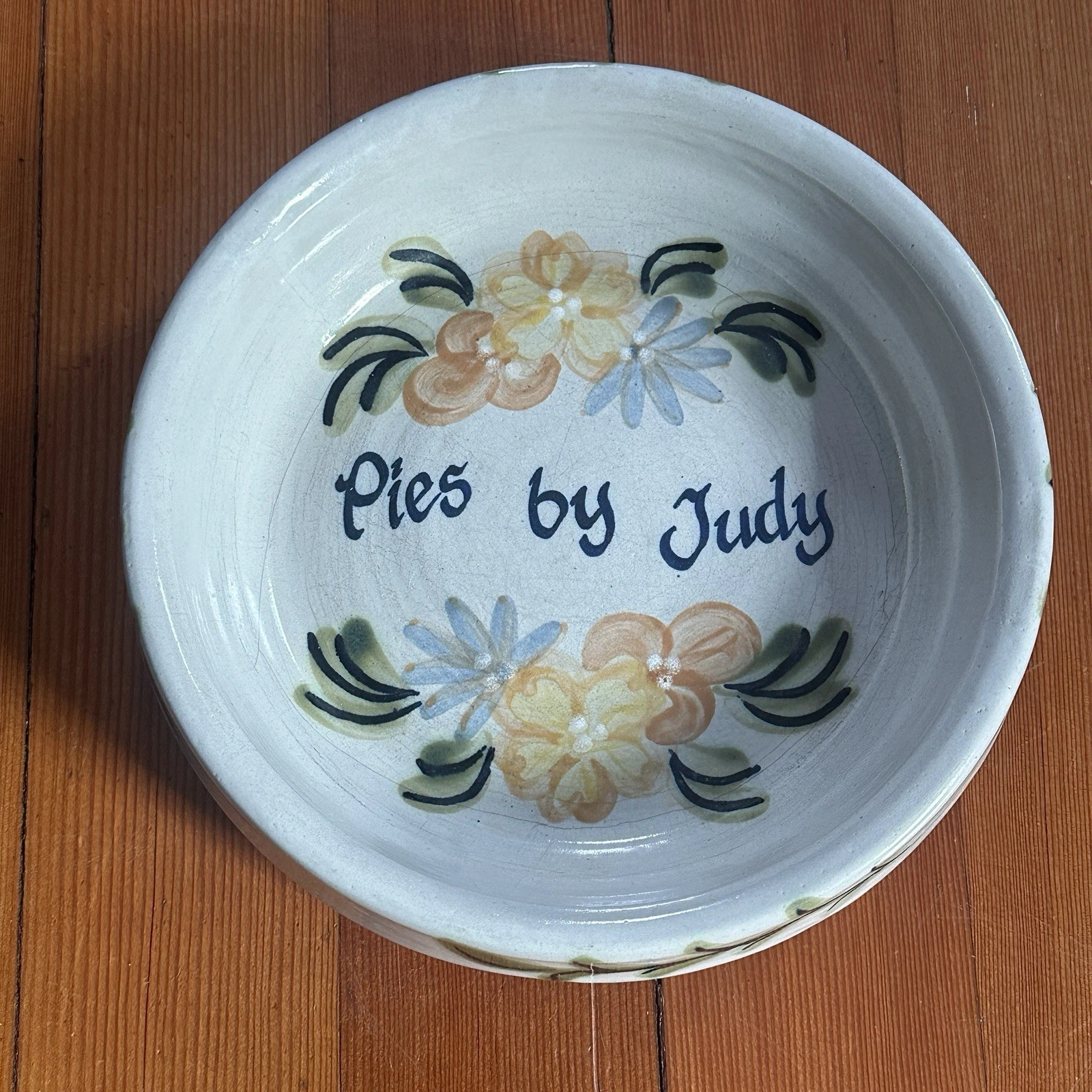 Louisville Stoneware Pie Dish Personalized Judy Floral Kentucky Pattern Name