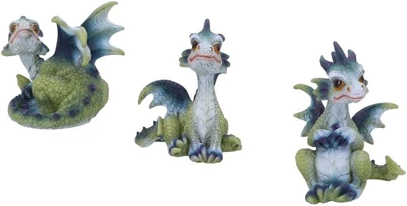 Nemesis Now Triple Trouble Dragon Figurines 15.5cm (Set of 3), Green/Purple, Li
