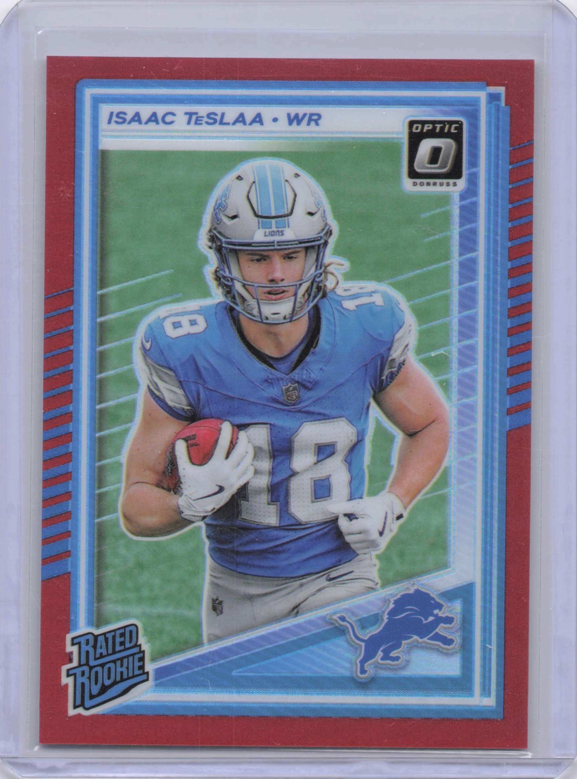 2025 Panini Optic Isaac Teslaa Red RC /149 #219 Lions 98