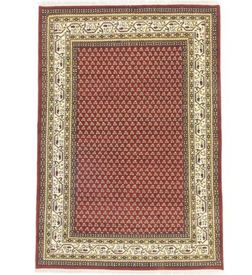 Handmade Indo-Botemir Oriental Rug Red Floral Farmhouse All Over Carpet 6X8 ft