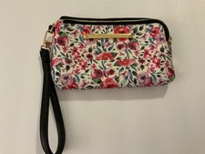Betsey Johnson Floral Wristlet Clutch with Two Zipper Sections Pink Flowers
