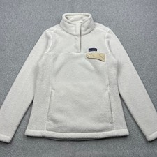 Patagonia Re-Tool Snap-T Pullover Womens Small White Fleece High-Pile Mock 25443