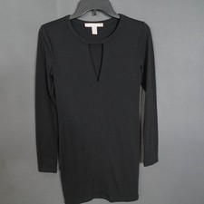 Forever 21 Mini Dress XS Black Stretch Knit Bodycon Fitted Keyhole Capsule