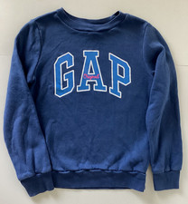  Gap Original Kids Sweatshirt Shiny LOGO Navy Blue Crewneck Youth Size Medium