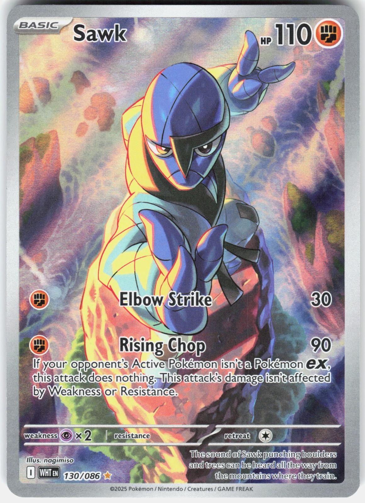 Pokemon Sawk 130/086 Illustration Rare White Flare Pokemon Holo Near Mint