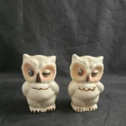 VTG Shawnee Pottery Winking Owl Salt and Pepper Shakers Blue Eyes With Stoppers