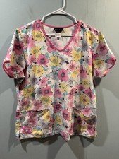 Womens Cherokee Scrub Floral Top Size Large Multicolor