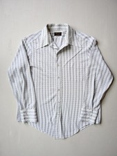 Vintage 60s 70s Washington Fashions Shirt Geometric Size M Polyester Nylon Sheer