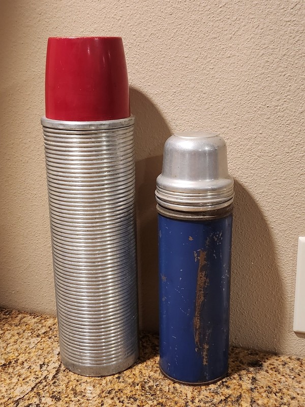 2 Vintage Thermos; Landers, Frary & Clark Universal; Thermos Model 2484