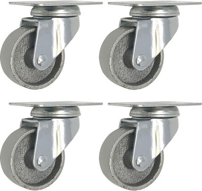 4 All Steel Swivel Plate Caster Wheels Heavy Duty High-Gauge Steel Gray (4'' Meta