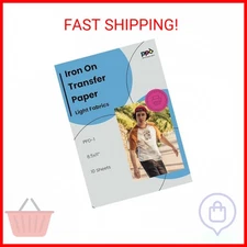 PPD 10 Sheets 8.5x11” - Inkjet Iron-on Heat Transfer Paper for White & Light Fab