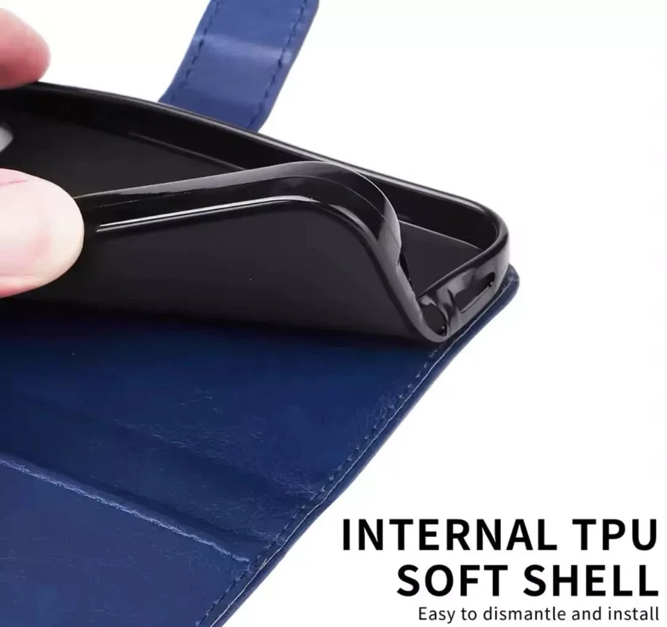 Case For iPhone 16e 17 Pro Max 16 15 14 13 12 SE XR 8 Leather Flip Wallet Cover - Image 4 of 4