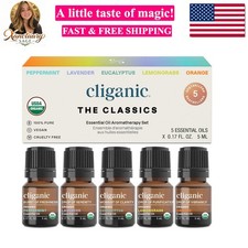 Organic Essential Oils Set Top 5 - The Classics - 100 Pure Natural - Aromath...