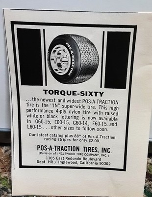 1971 POS-A-Traction Torque Sixty Tire Racing Vintage Print Ad