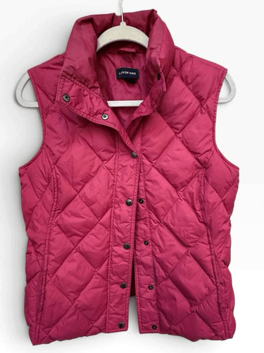 Lands' End, Lands' End Medium Magenta Pink Diamond Quilted Down Vest