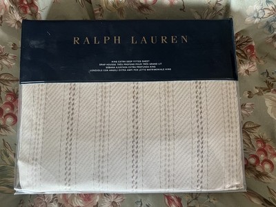 NWT RALPH LAUREN ANNANDALE MEADE TONAL SAND KING EXTRA DEEP FITTED SHEET