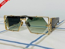Cazal MD004 Sunglasses Black Gold Frame Green Lens Unisex Designer