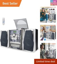 Bluetooth Vinyl Stereo Record Player, 3-Speed Stereo Turntable CD Player Musi...