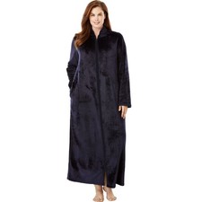 Dreams  Co. Plus Size Plush Zip-Front Robe