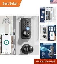 Advanced Auto-Locking Fingerprint Door Lock Set with App Control in Matte Black