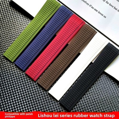 Quality Steel Nail Silicone Rubber Watch Strap for Patek Philippe Aquanaut 21mm