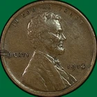 1914 Lincoln Wheat Cent Extremely Fine XF Coin, Scratch #40107