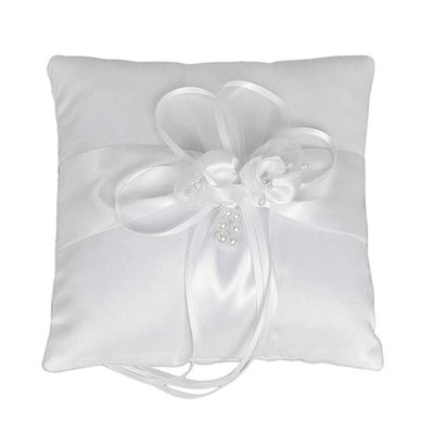 Bridal Rings Pillow Lace Pearls Flower Rings Cushion for Wedding Ceremony Decors