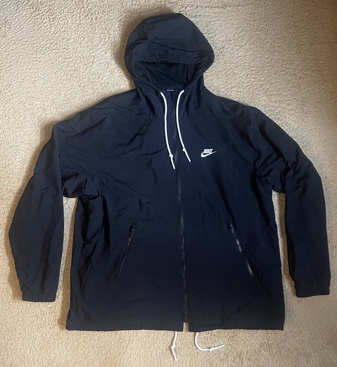 Nike Club Men's Full-Zip Woven Jacket Black/White Size 3XL