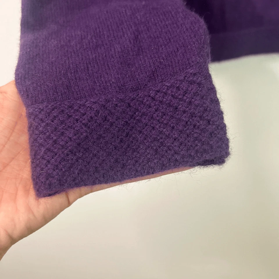 Cárdigan suéter tejido púrpura 100 % cachemir Elena Solano para mujer S suave clásico Foto 4 de 4