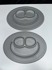 PACK OF 2-EZPZ Baby Placemat Food Bowl/Plate DIVIDED Silicone Suction GRAY