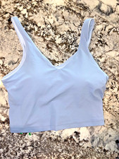 Athleta Light Blue V Neck Crop Tank Top Women...