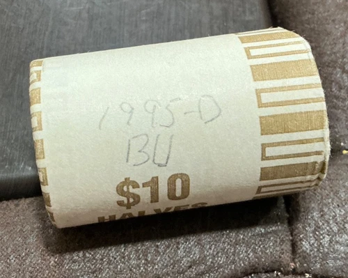 1995-D Uncirculated BU bank-wrapped roll Kennedy Half Dollars