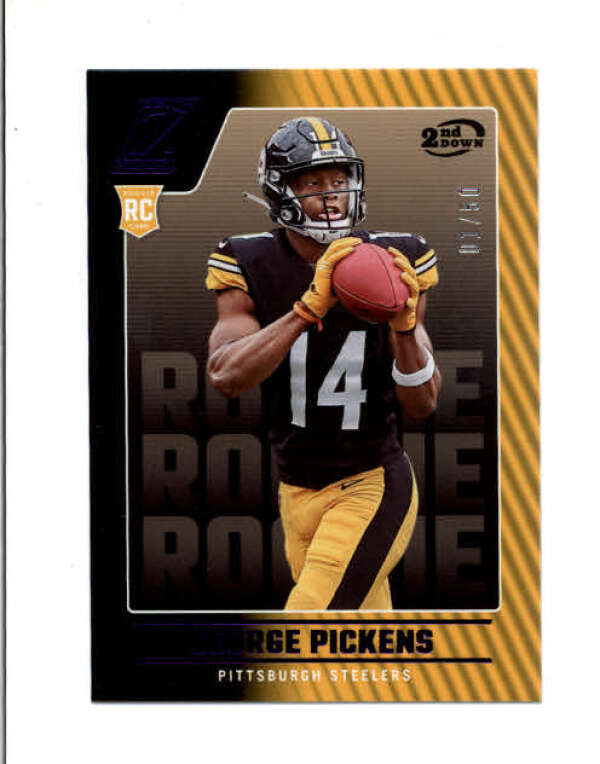 GEORGE PICKENS 2022 PANINI ZENITH #123 ROOKIE 2ND DOWN PURPLE RC #01/50 BD2841