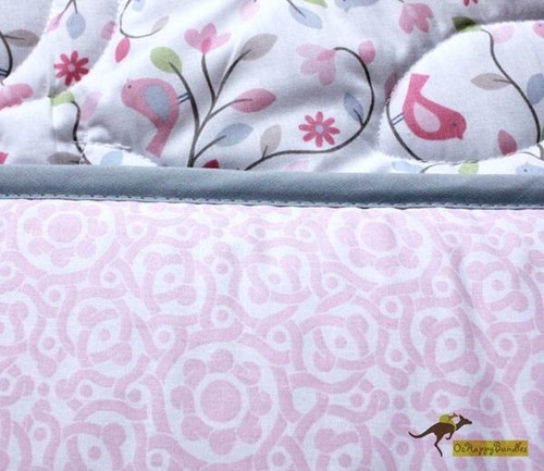 New Baby Girls 3 Pieces Happy Bird Cotton Nursery Crib Bedding Cot Set - Picture 7 of 10